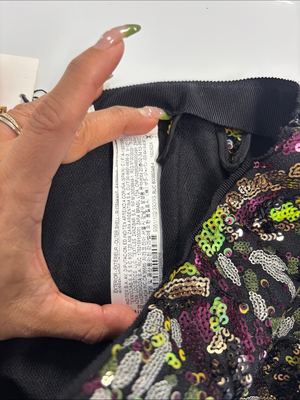 ZARA Sequin Mini Skirt - Black with Multi-Color Sequins - Picture 8 of 8